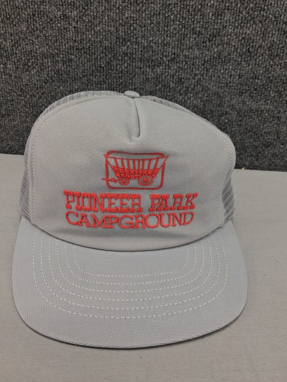 Pioneer Park Campground Snapback Mesh Trucker Hat Made USA